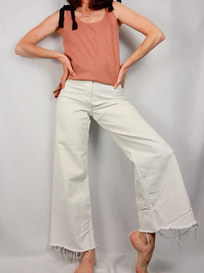 ZARA. Pink ribbed top with black straps Ts