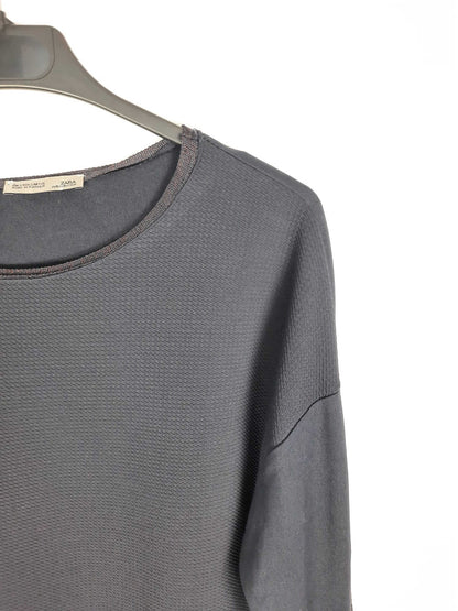 ZARA.Blue double textured Ts sweater