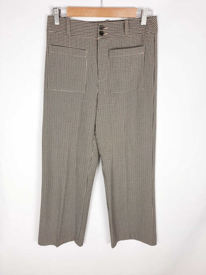 ZARA.Pantalones rectos tonos tierra pata de gallo T.xs