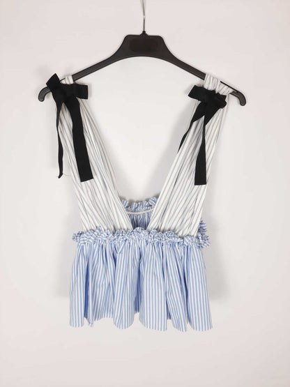 ZARA. Top volantes rayas T.s