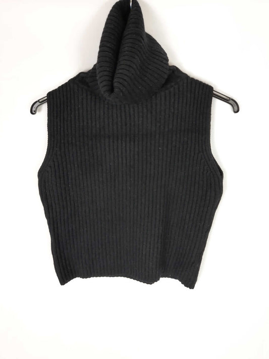 MASSIMO DUTTI. Jersey negro cuello alto sin mangas T.m