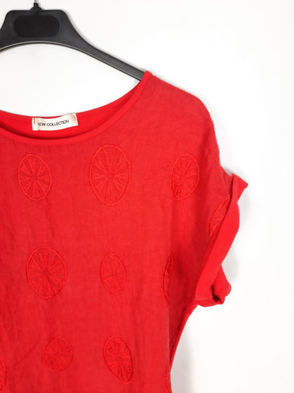 NEW COLLECTION. Camiseta roja doble textura T.U