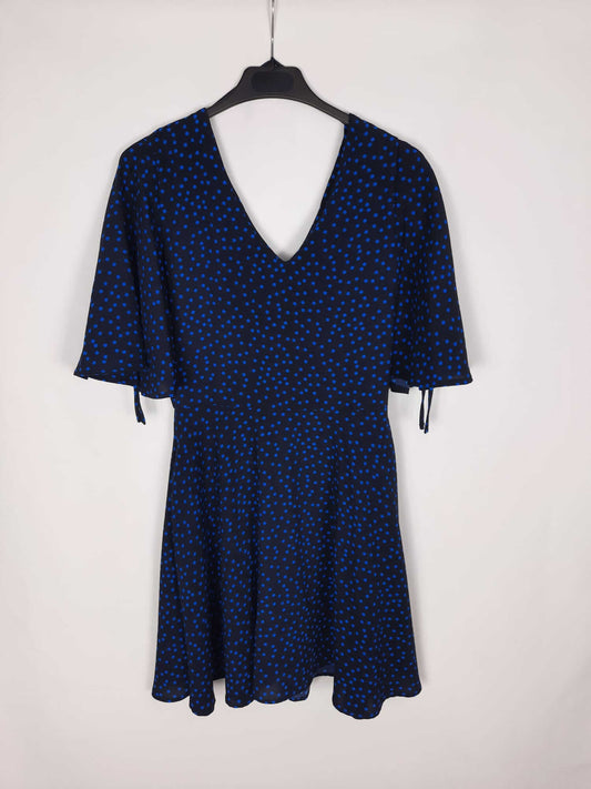 MANGO. Vestido azul con lunares azules T. xs