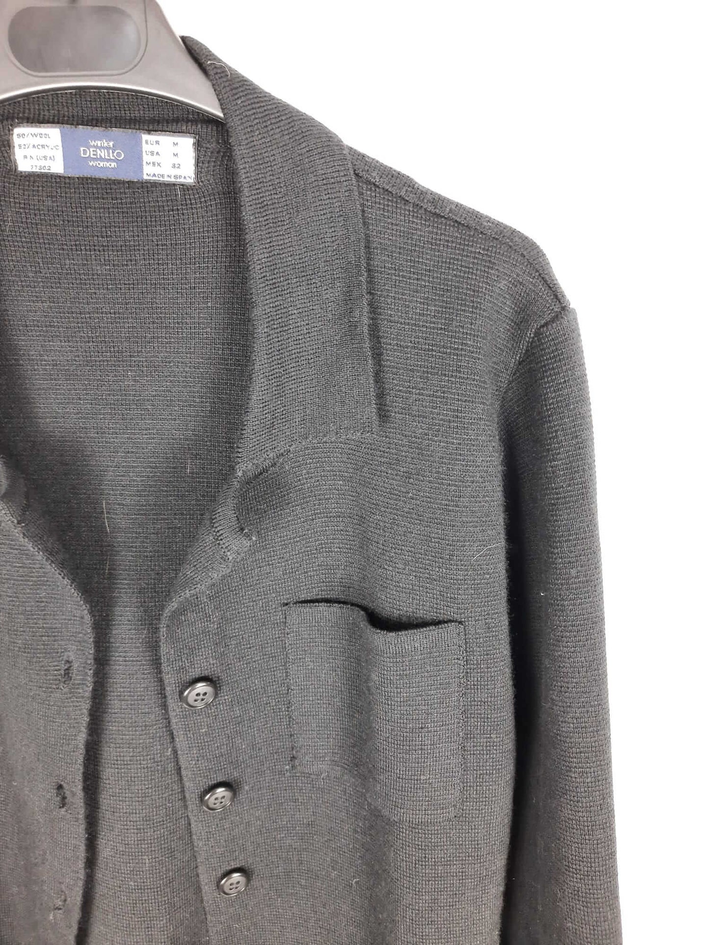 DENLLO. black buttoned knit cardigan Tm