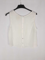 RENATTA&GO. blusa blanca sin mangas pliegues T.u (S)