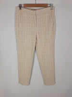 ZARA. Pantalones tweed beige y blancos T.s