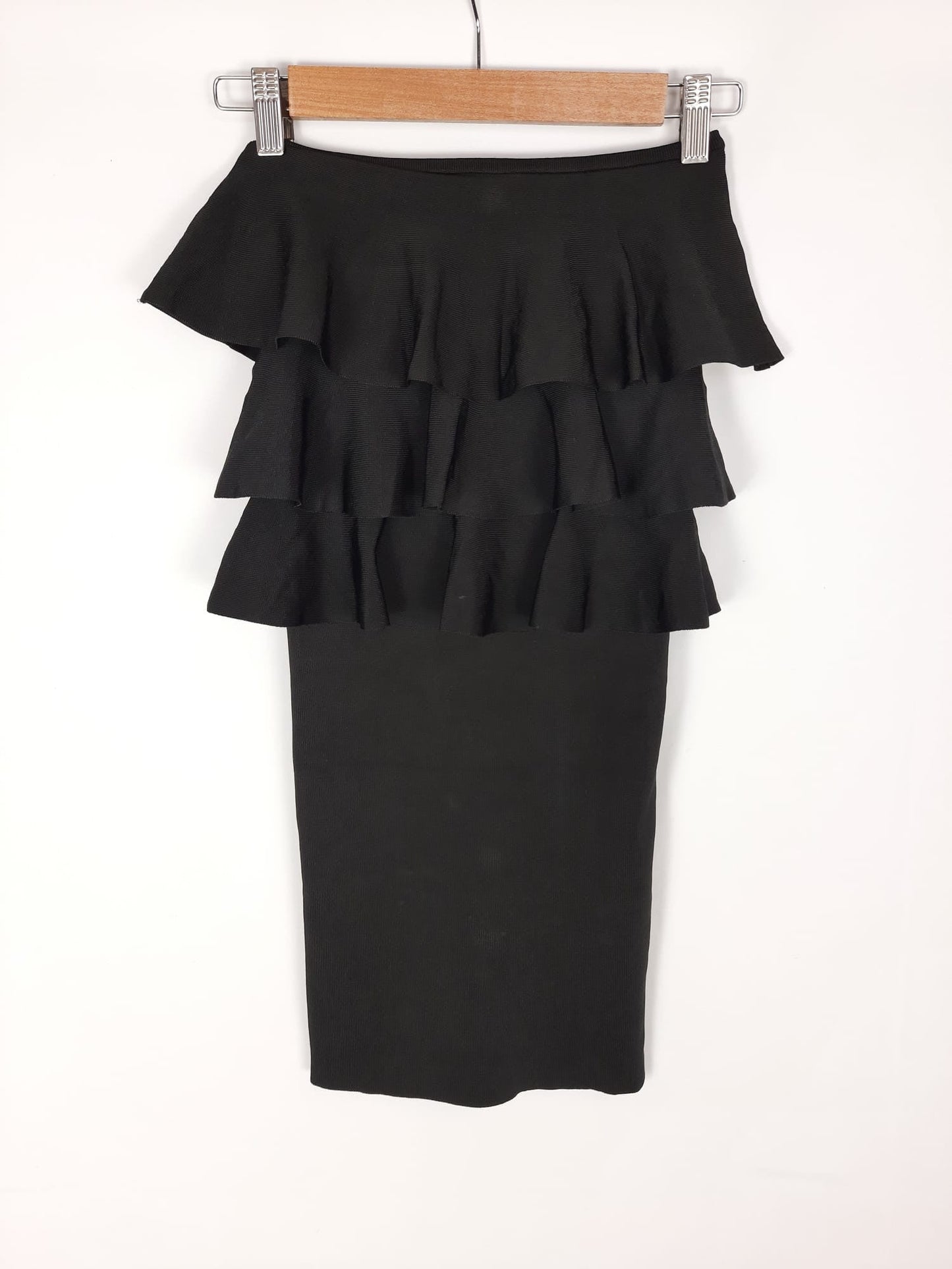 ZARA. Black strapless dress with ruffled neckline. Hibuy market ZARA. Black strapless dress with ruffled neckline. Hibuy market