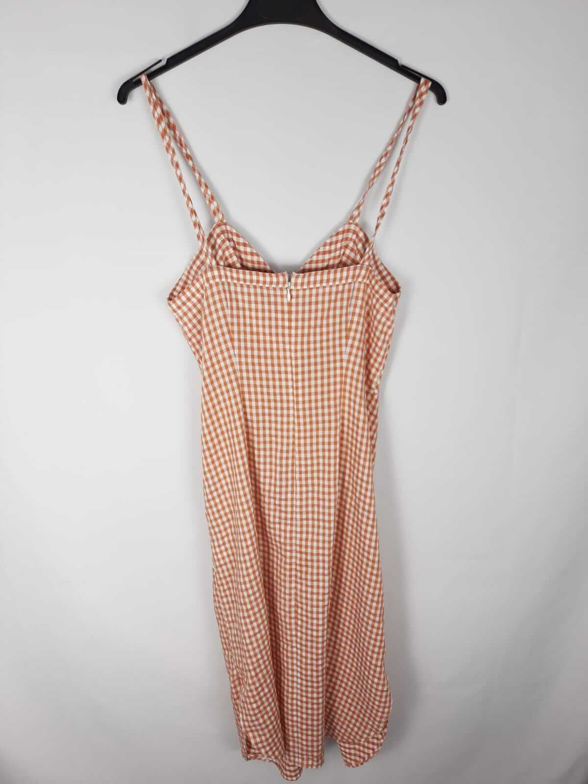 ZARA. Vestido cuadros color teja T.s