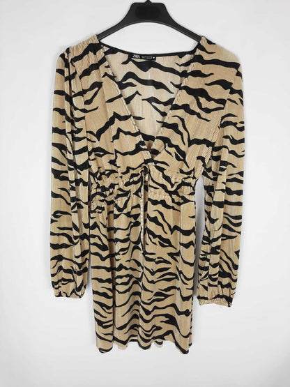 ZARA. Short animal print dress T. s