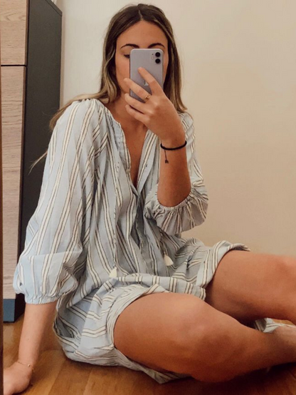 OYSHO.Vestido largo rayas abotonado T.s