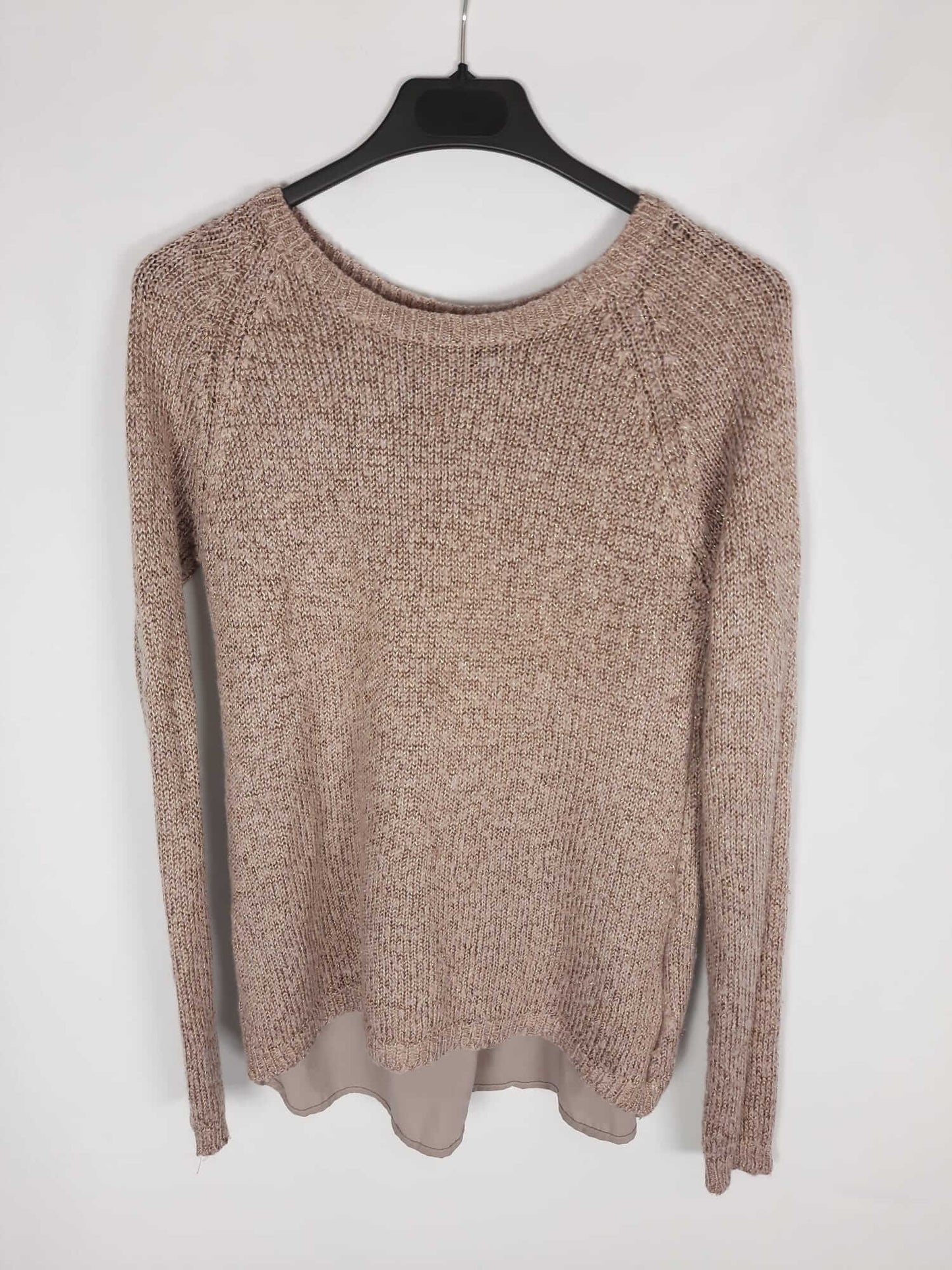 PURE OXYGEN. Gold thread jersey blouse Ts