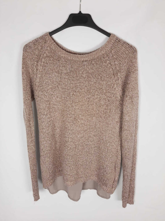 PURE OXYGEN. Gold thread jersey blouse Ts