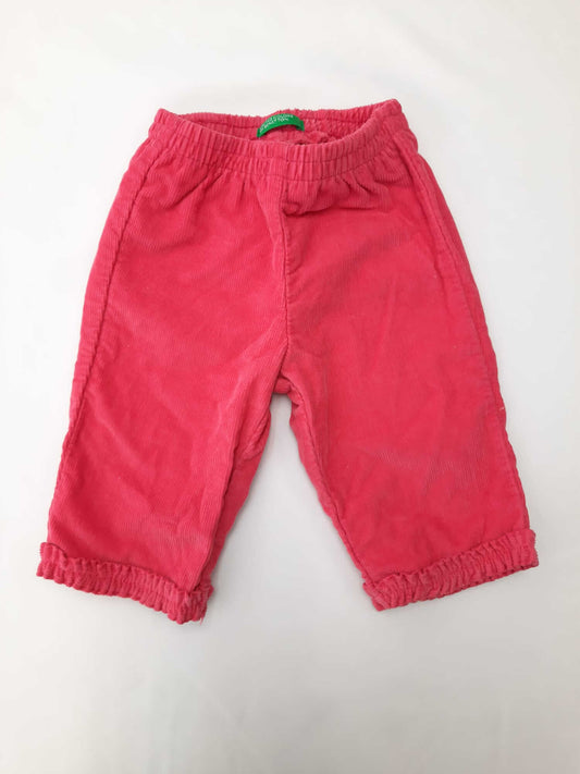 BENETTON. Fuchsia corduroy trousers, size 3 months