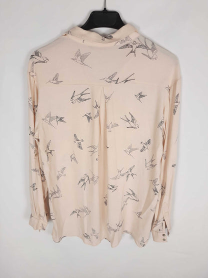 ZARA.Blusa nude pájaros T.xs