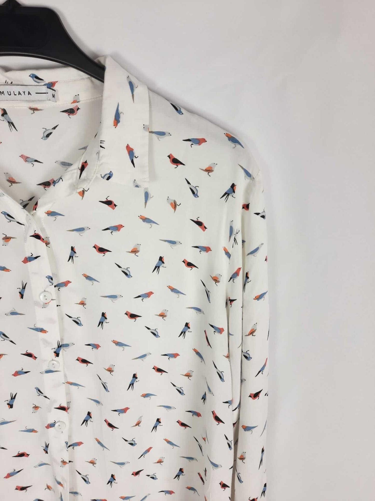 MULAYA.Camisa blanca pájaros T.m