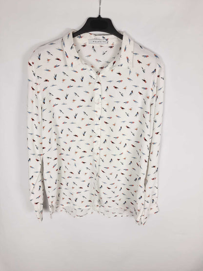MULAYA.Camisa blanca pájaros T.m