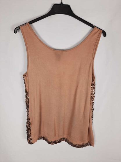 H&M.Top lentejuelas bronce T.s