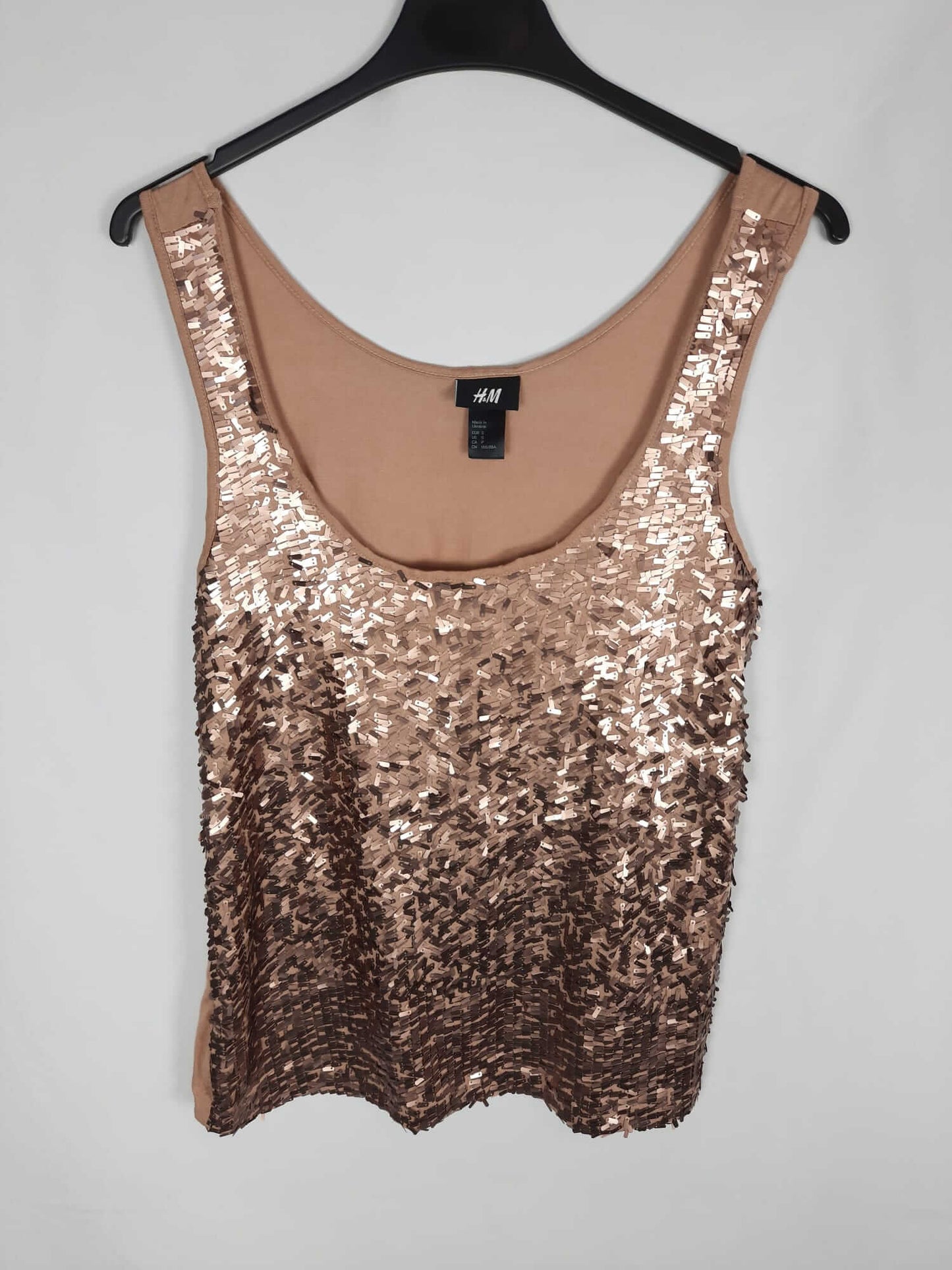H&M.Top lentejuelas bronce T.s