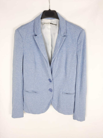 STRADIVARIUS. Blazer azul clarito jaspeado T.m