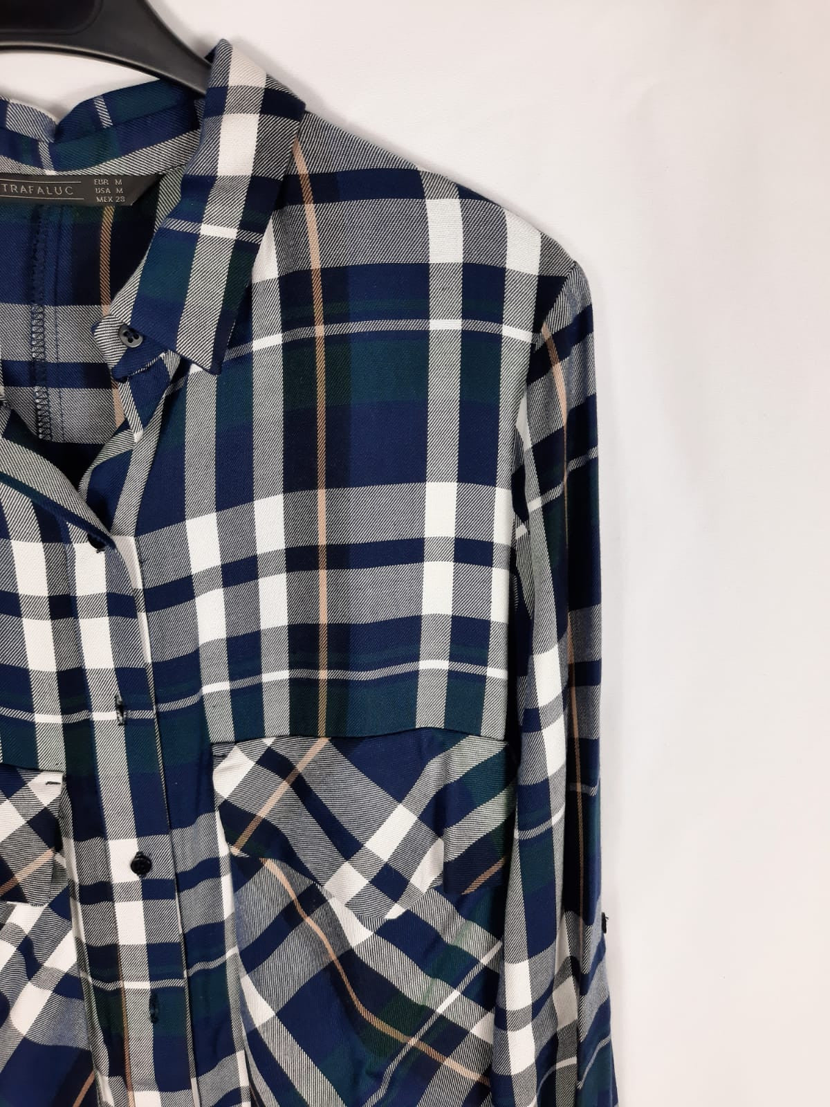 ZARA. Mono de cuadros azul marino T.m