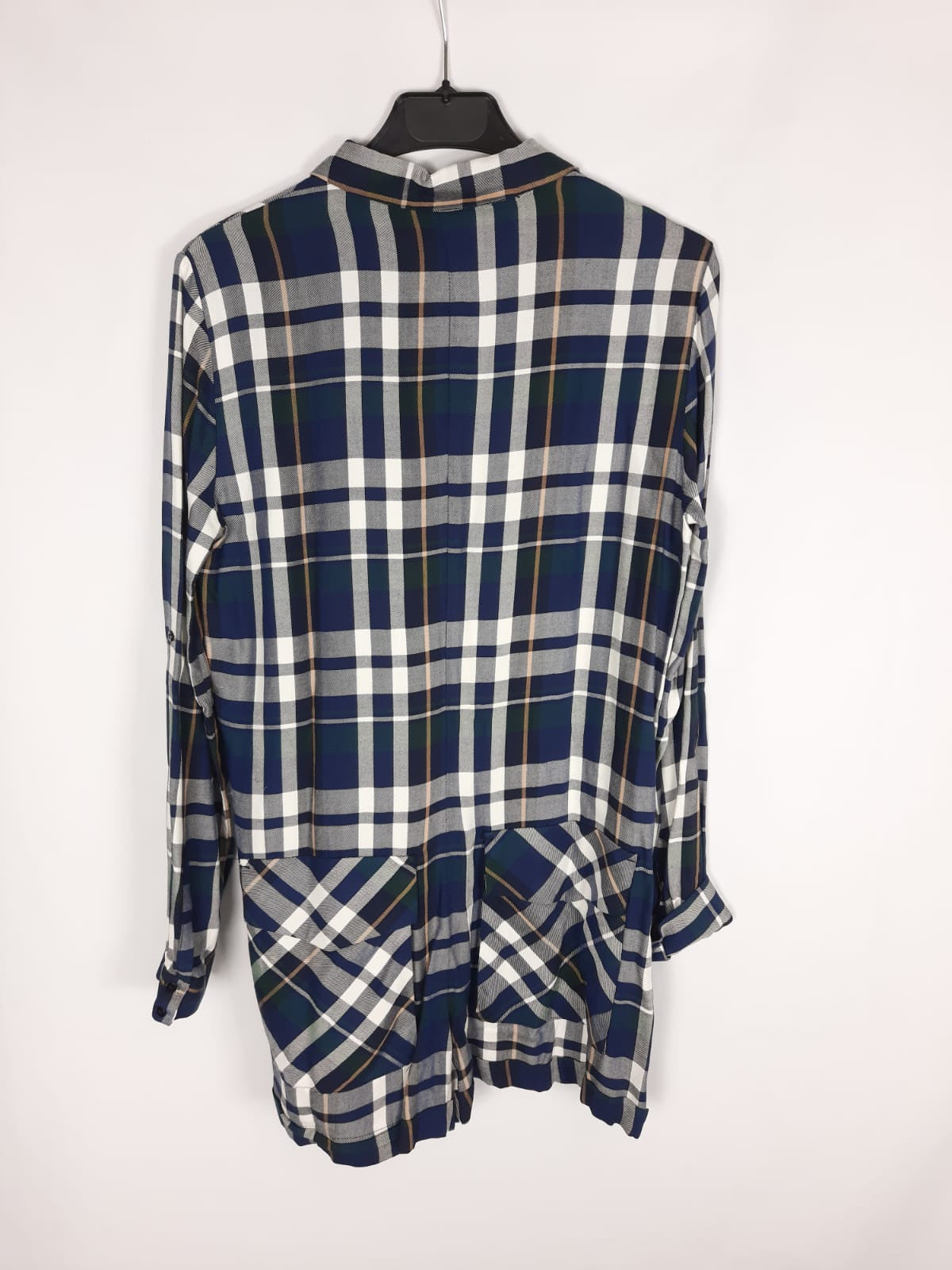 ZARA. Mono de cuadros azul marino T.m