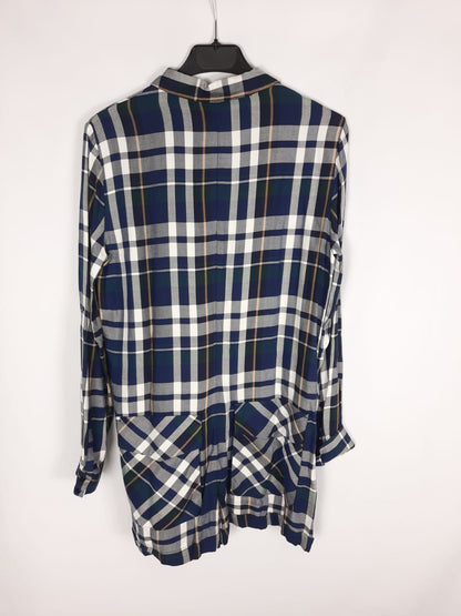 ZARA. Mono de cuadros azul marino T.m