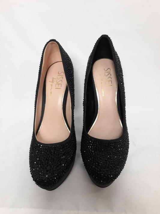 SISSEI. Zapatos de tacon negros con brillitos T.38