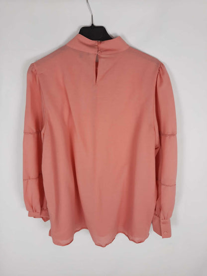 MASSIMO DUTTI. Salmon-coloured blouse with puffed sleeves, size XL.