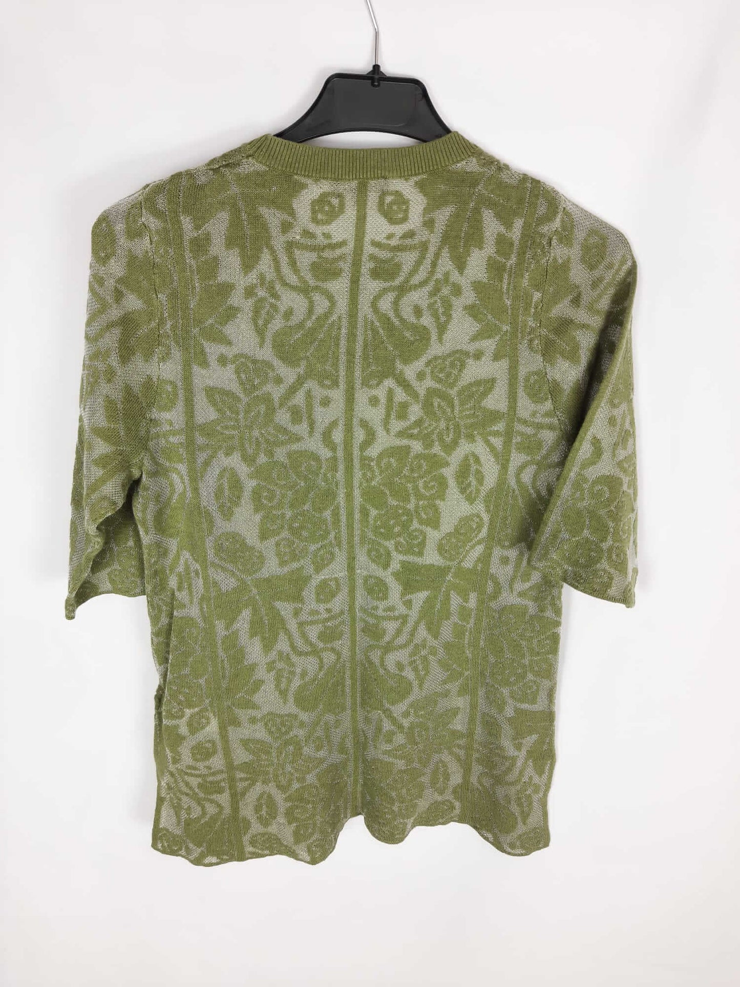 ADOLFO DOMINGUEZ. Semi-sheer green T-shirt with glitter print T.xs