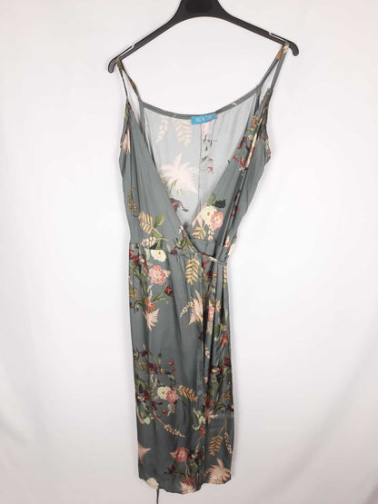 HUG&CLAU. Vestido gris verdodo estampado flores T.U