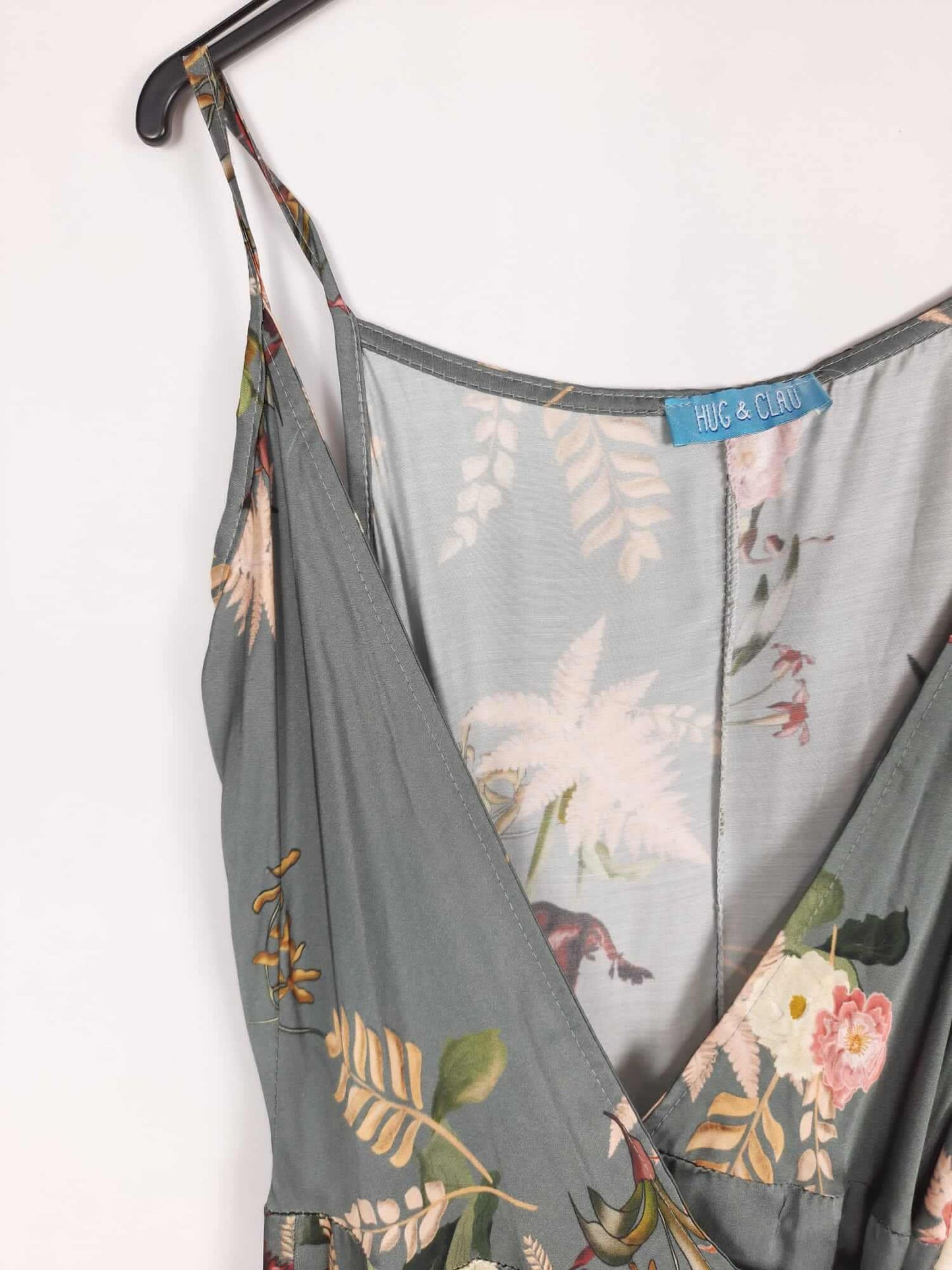 HUG&CLAU. Vestido gris verdodo estampado flores T.U