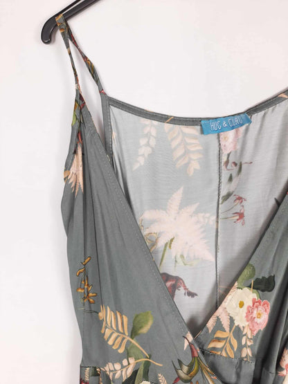 HUG&CLAU. Vestido gris verdodo estampado flores T.U