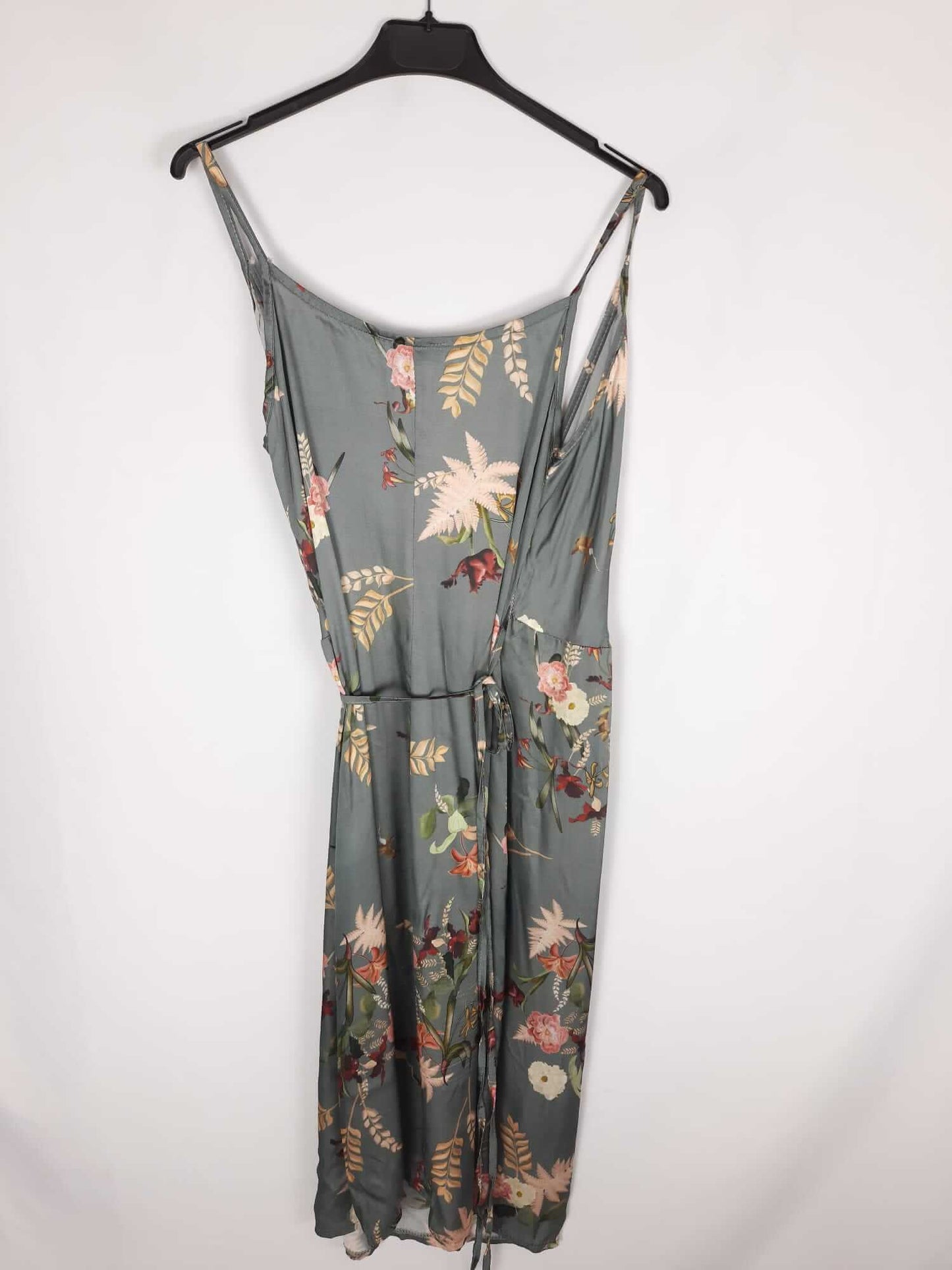 HUG&CLAU. Vestido gris verdodo estampado flores T.U