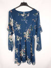 PRIMARK. Vestido corto azul estampado de flores t. 38