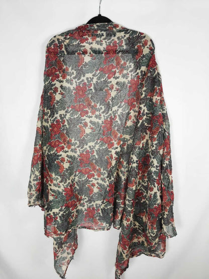 OTRAS. Fular estampado verde y rosa