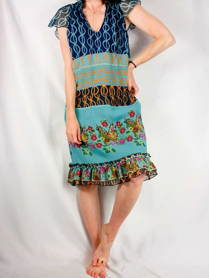 DESIGUAL. Flowy blue printed dress, size 40