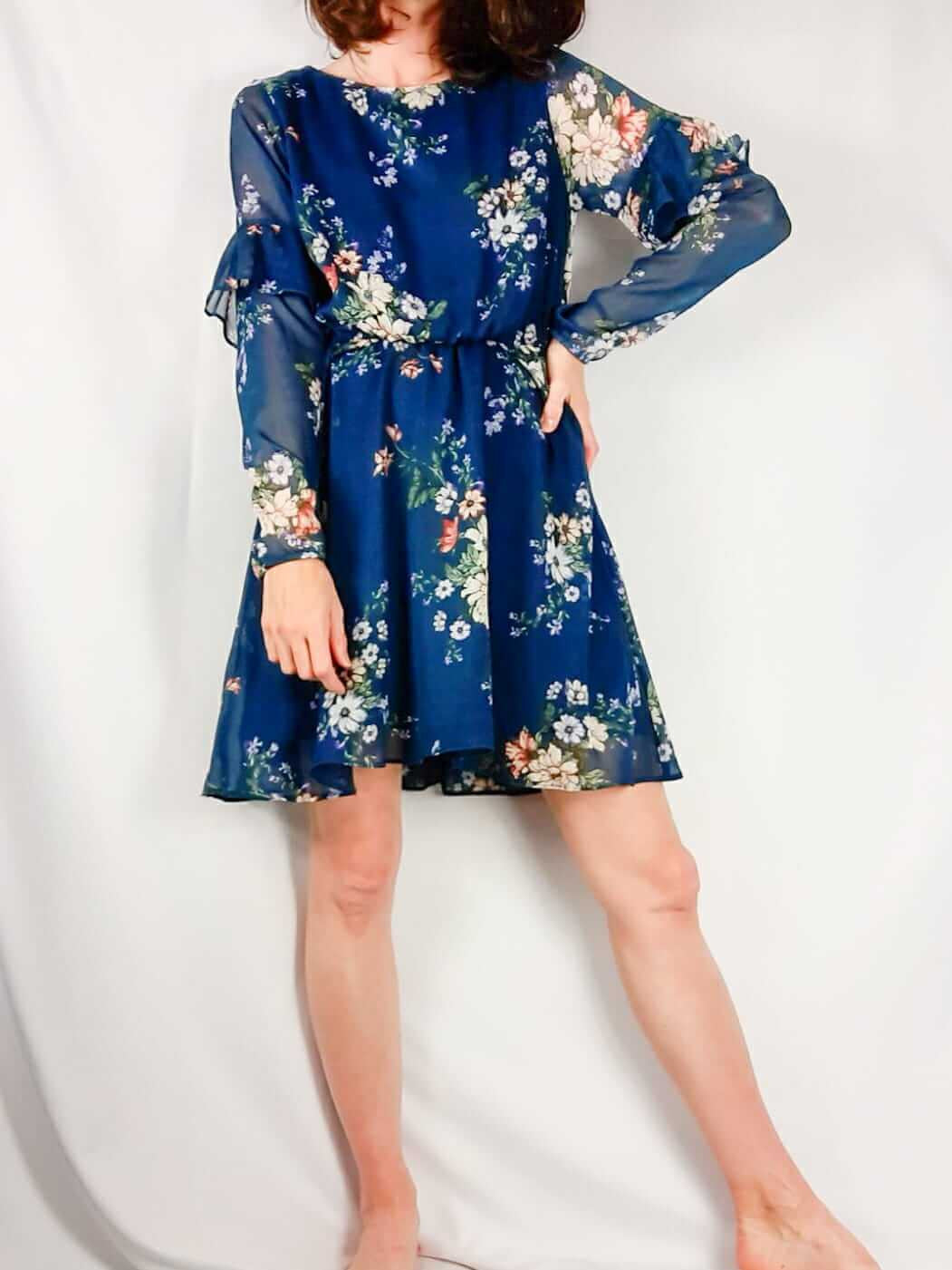 PRIMARK. Blue floral print short dress, size 38