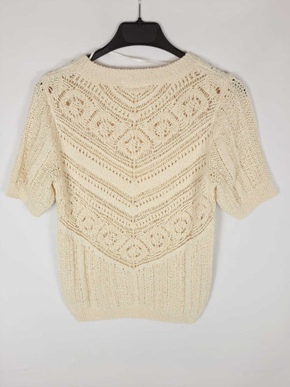 MANGO. Top coroche beige T. s