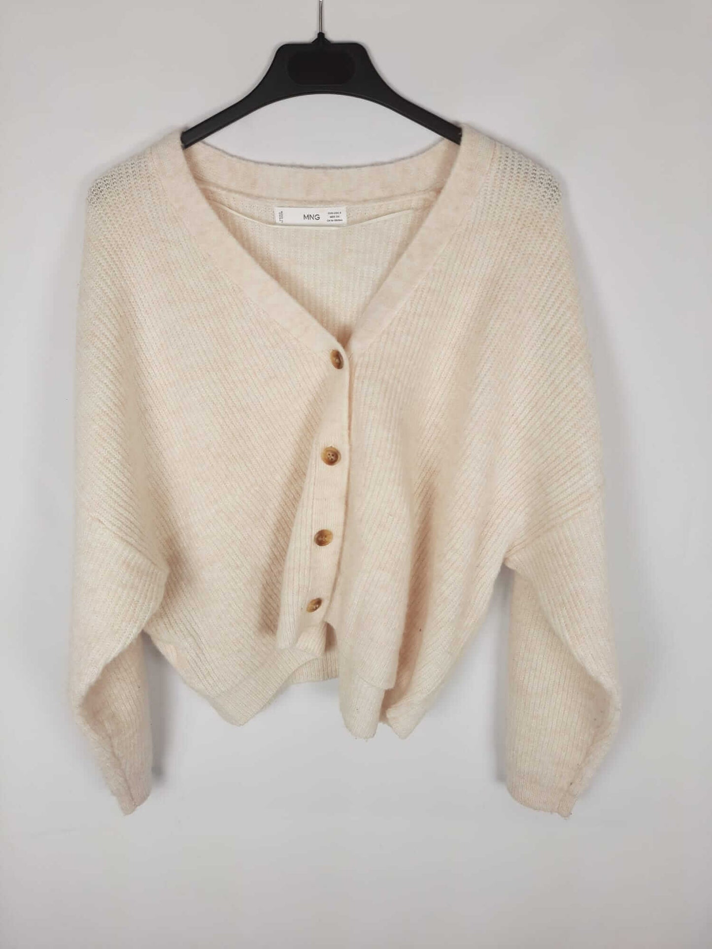 MANGO. Beige buttoned Ts cardigan