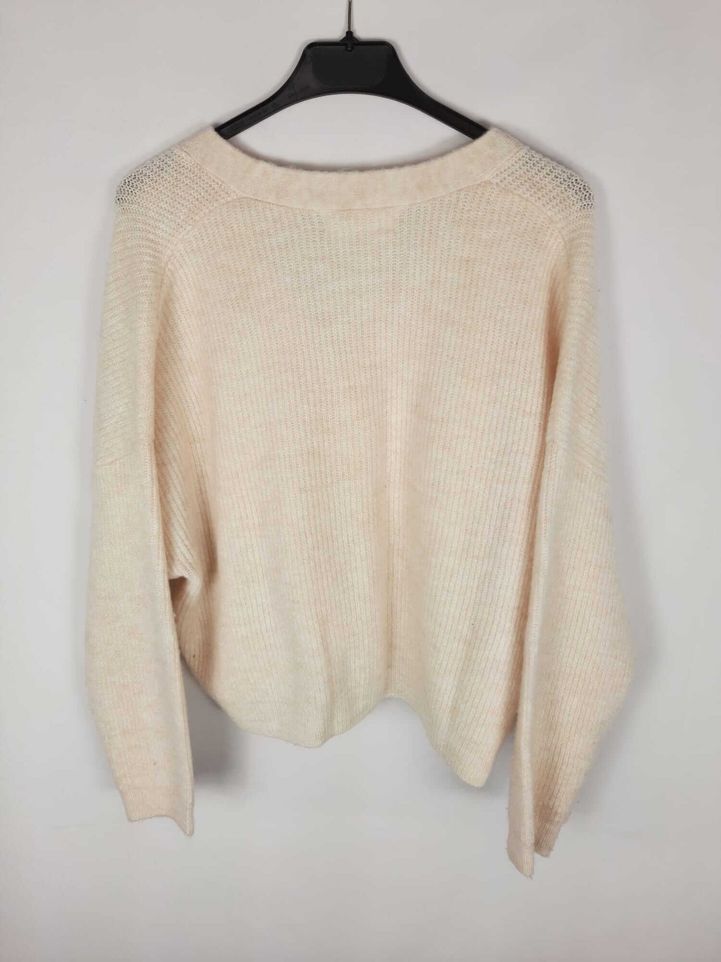 MANGO. Beige buttoned Ts cardigan