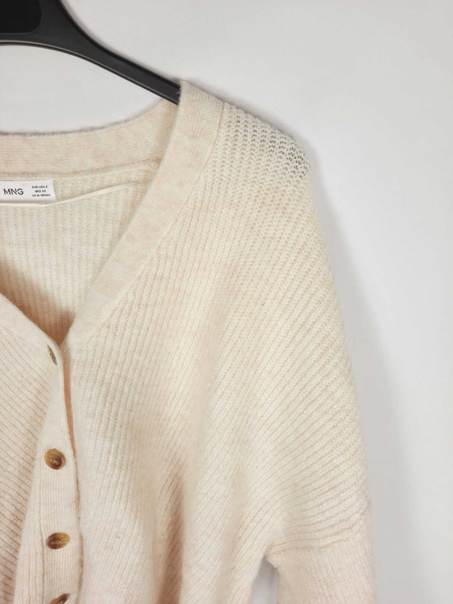 MANGO. Beige buttoned Ts cardigan