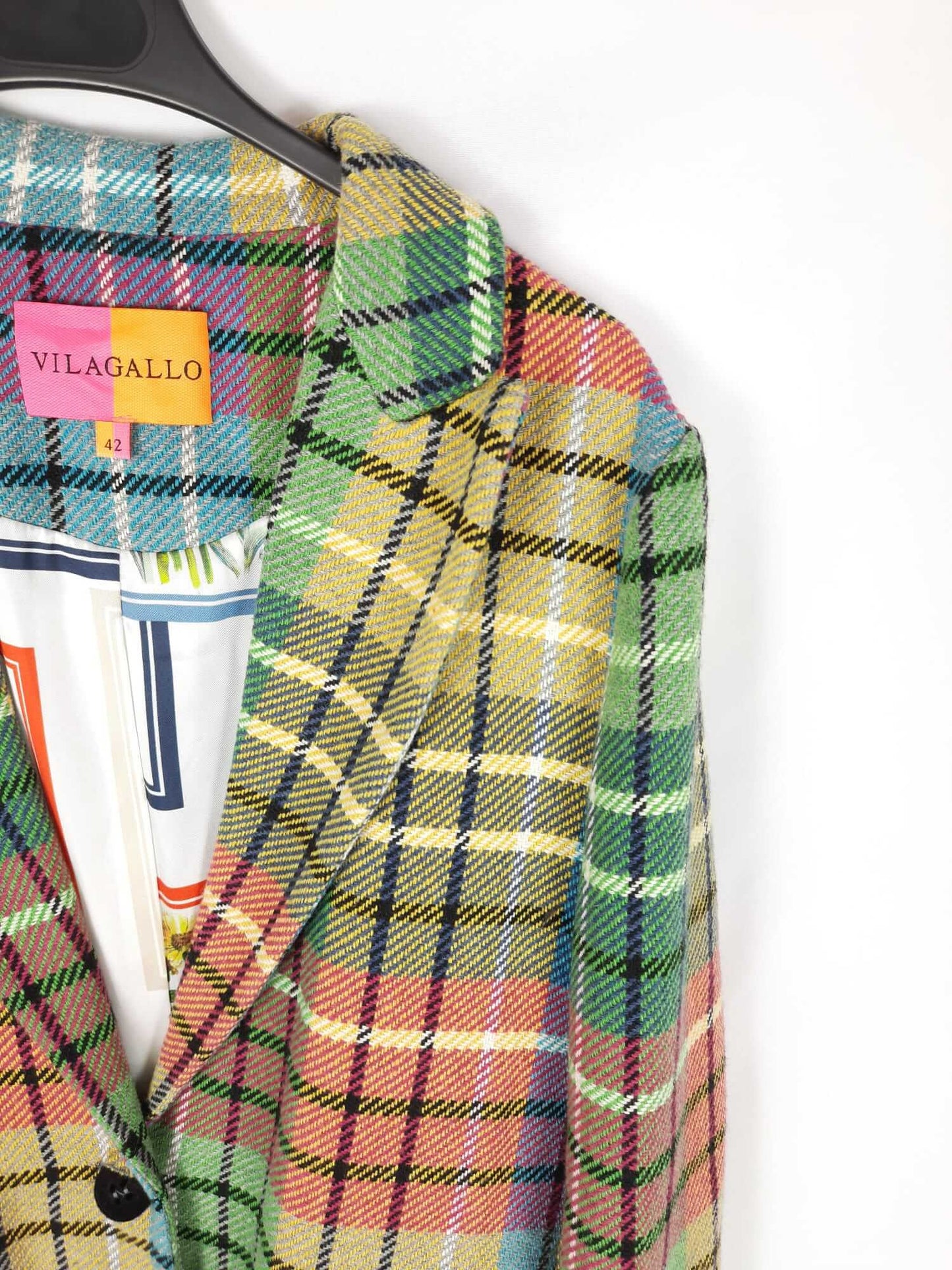 VILAGALLO. Abrigo estampado de cuadros colorido T . 42