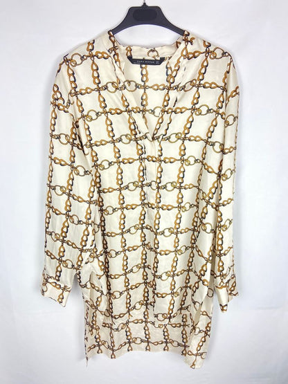 ZARA. Camisa estampado cadenas T.m