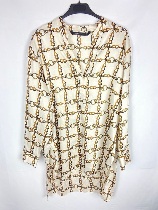 ZARA. Camisa estampado cadenas T.m