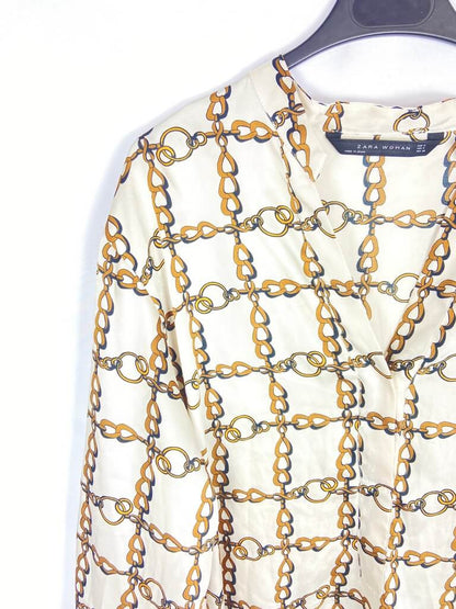 ZARA. Camisa estampado cadenas T.m