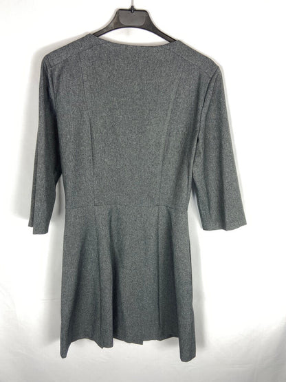 MANGO. Vestido gris jaspeado abotonado T.s