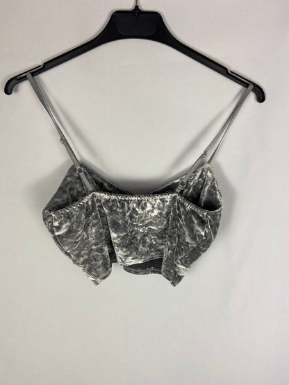 OTRAS. Croptop gris terciopelo T.U