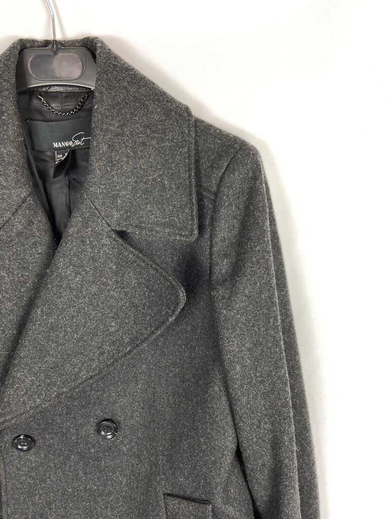 MANGO. Abrigo de paño gris oscuro T. m