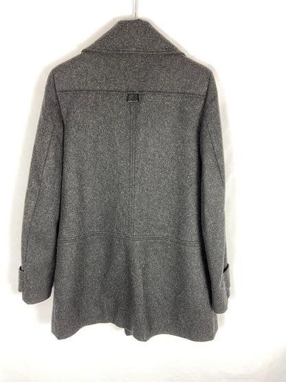 MANGO. Abrigo de paño gris oscuro T. m