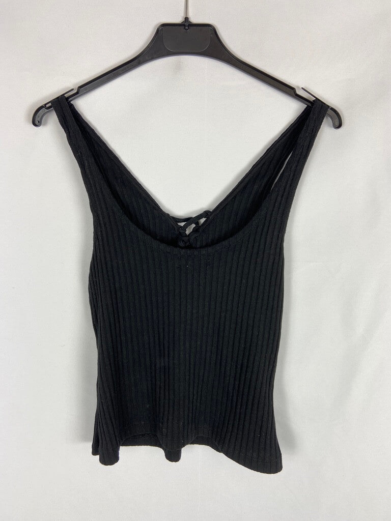 BERSHKA. Black ribbed top T m